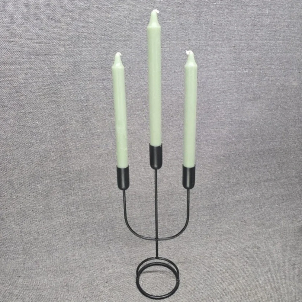 Modern Matte Black Metal 3 Arm Candelabra Taper Candle Holder Minimalist Decor